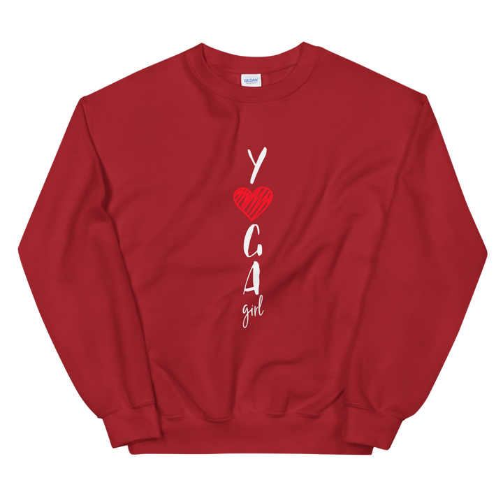 Unisex Heavy Blend Crewneck Sweatshirt (Yoga Girl - red heart)