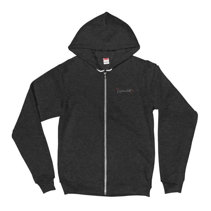 Zippered Hoodie Sweatshirt (Unlimited - embroidered design/front only)