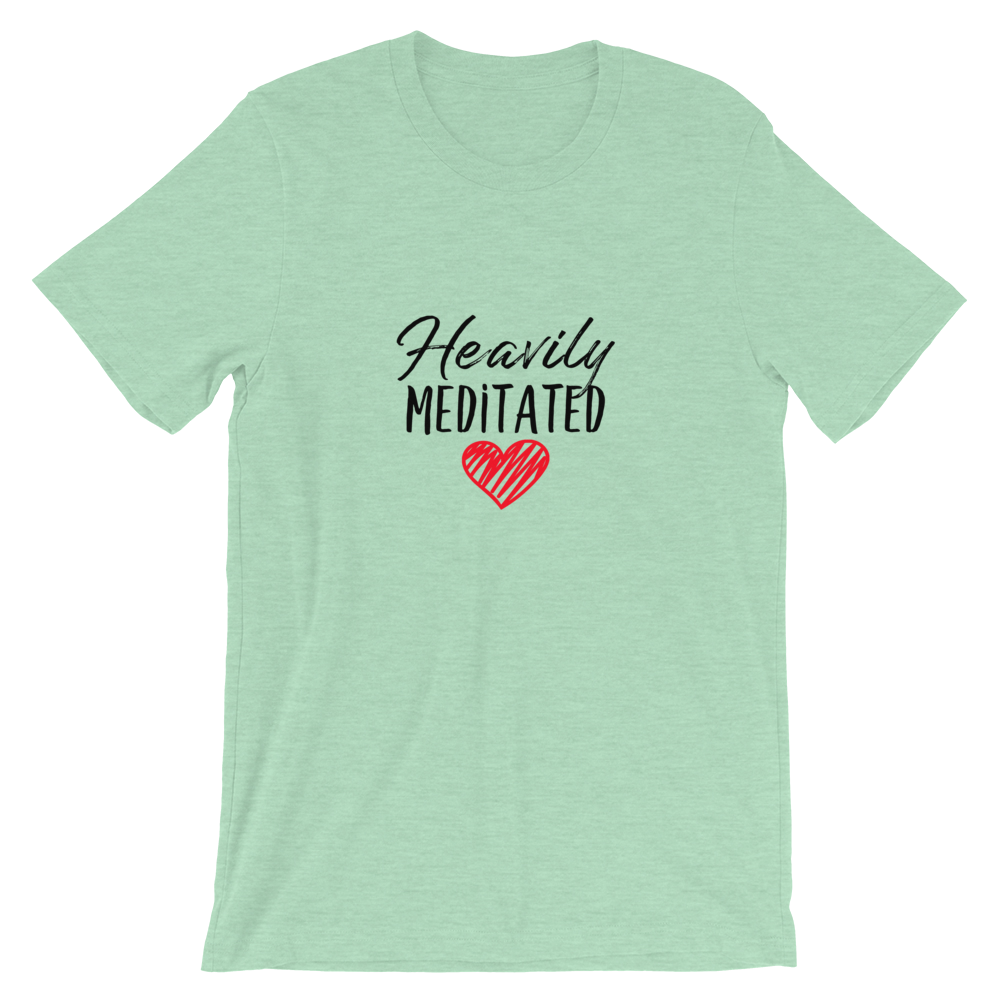 Short-Sleeve Unisex T-Shirte (Heavily Meditated - red heart)