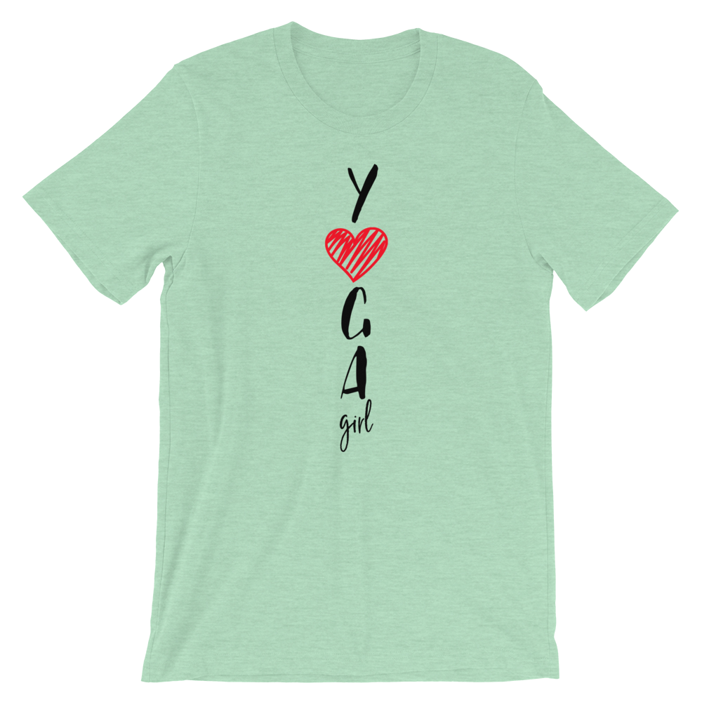 Short-Sleeve Unisex T-Shirt (Yoga Girl - red heart)