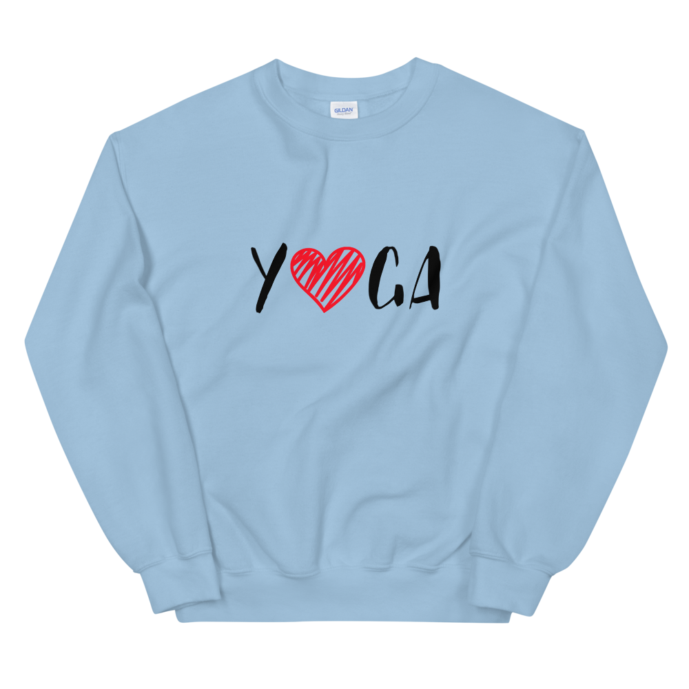 Unisex Heavy Blend Crewneck Sweatshirt (Yoga - red heart)