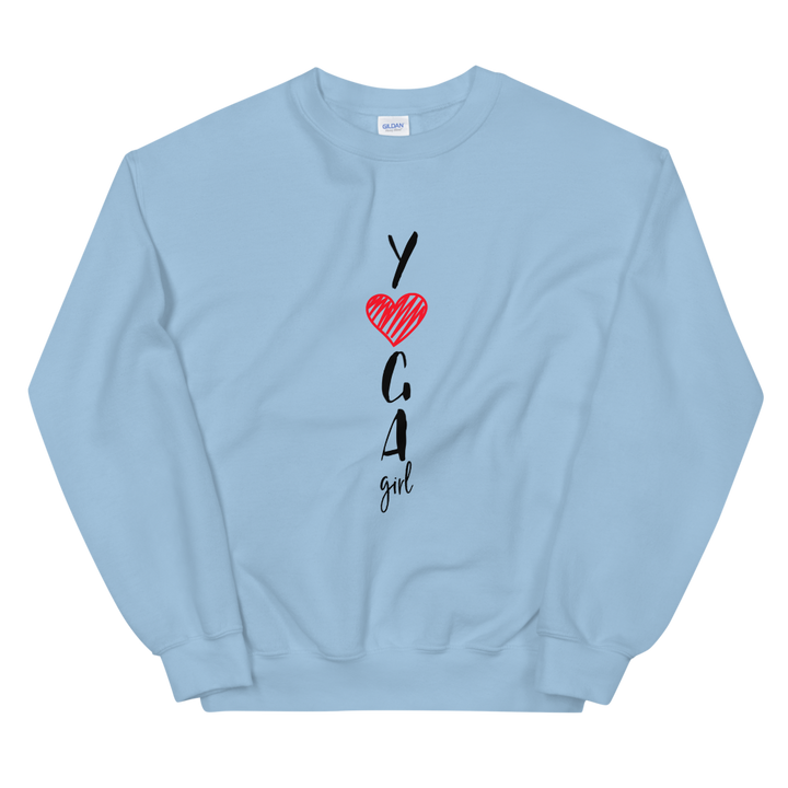 Unisex Heavy Blend Crewneck Sweatshirt (Yoga Girl - red heart)