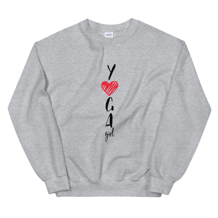 Unisex Heavy Blend Crewneck Sweatshirt (Yoga Girl - red heart)