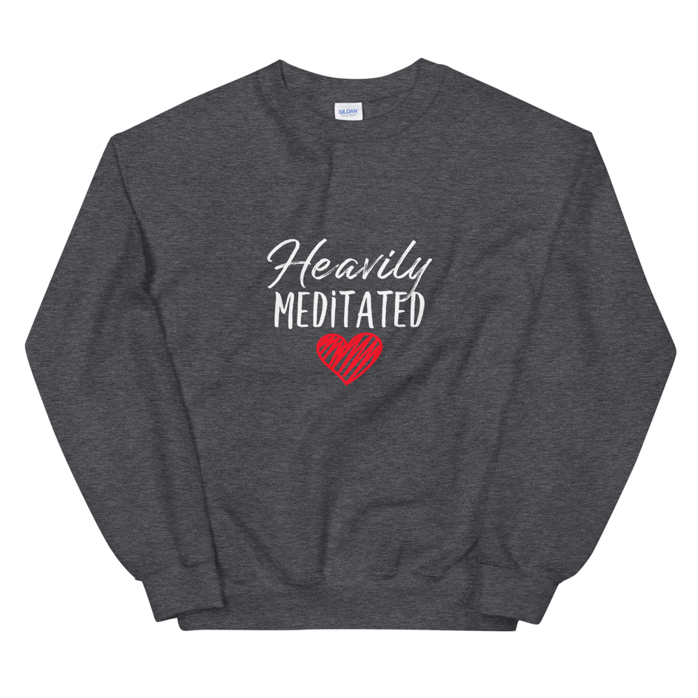 Unisex Heavy Blend Crewneck Sweatshirt (Heavily Meditated - red heart)