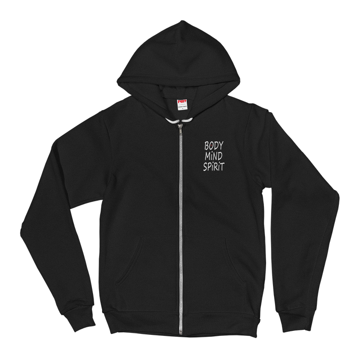 Zippered Hoodie Sweatshirt (Body/Mind/Spirit - embroidered design)