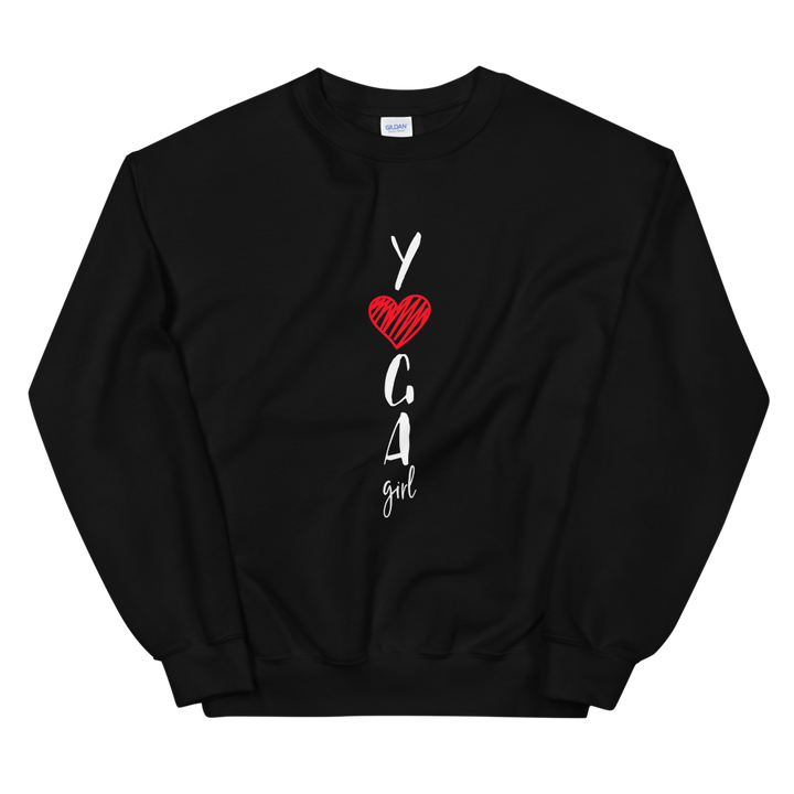 Unisex Heavy Blend Crewneck Sweatshirt (Yoga Girl - red heart)