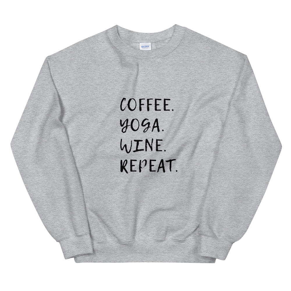 Unisex Heavy Blend Crewneck Sweatshirt (Coffee, Yoga, Wine, Repeat)