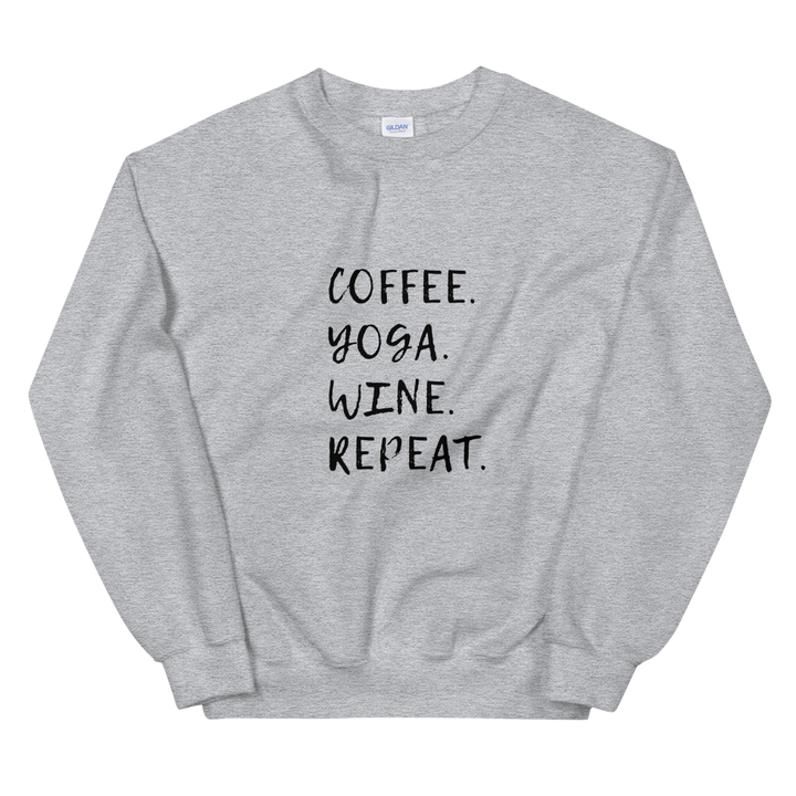 Unisex Heavy Blend Crewneck Sweatshirt (Coffee, Yoga, Wine, Repeat)