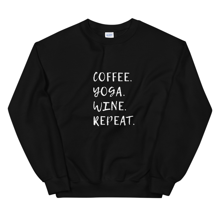 Unisex Heavy Blend Crewneck Sweatshirt (Coffee, Yoga, Wine, Repeat)