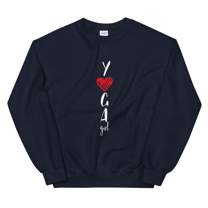 Unisex Heavy Blend Crewneck Sweatshirt (Yoga Girl - red heart)