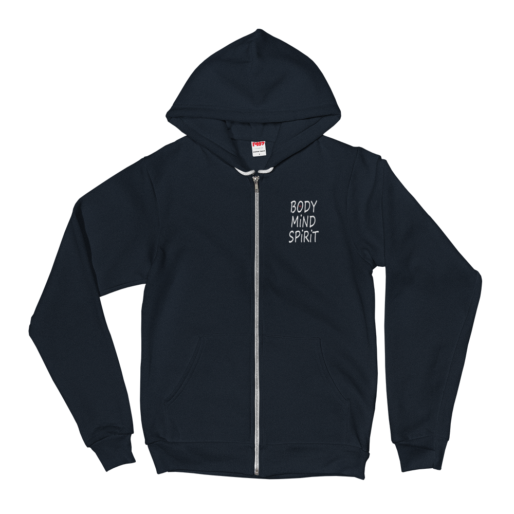 Zippered Hoodie Sweatshirt (Body/Mind/Spirit - embroidered design)