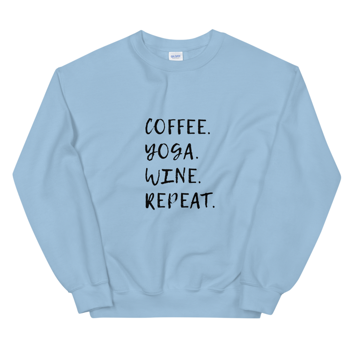 Unisex Heavy Blend Crewneck Sweatshirt (Coffee, Yoga, Wine, Repeat)