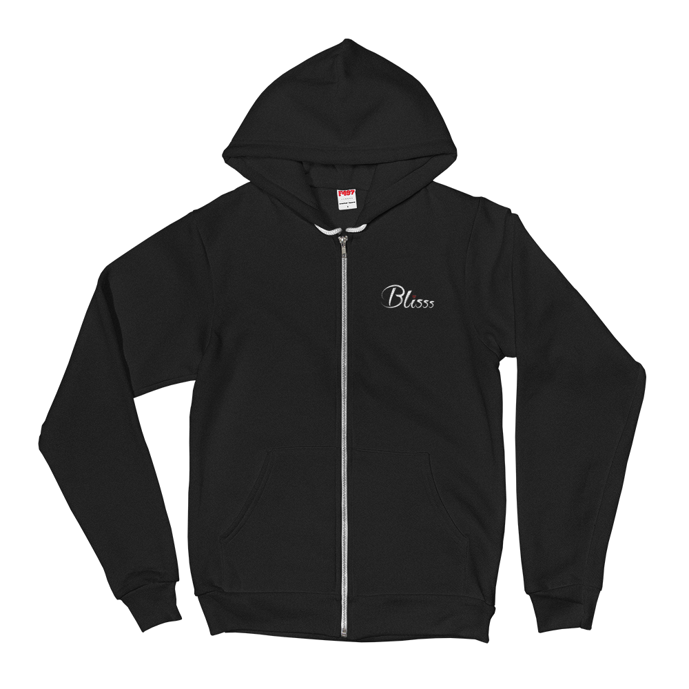 Zippered Hoodie Sweatshirt (Blisss - embroidered design/front only)