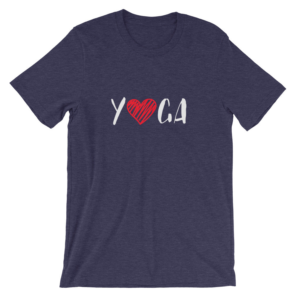 Short-Sleeve Unisex T-Shirt (Yoga - red heart)