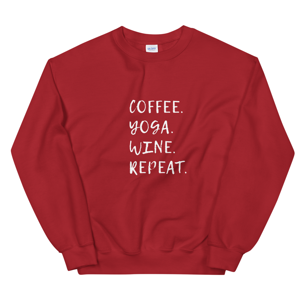 Unisex Heavy Blend Crewneck Sweatshirt (Coffee, Yoga, Wine, Repeat)