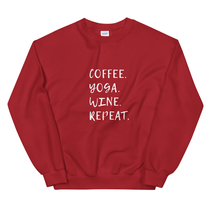 Unisex Heavy Blend Crewneck Sweatshirt (Coffee, Yoga, Wine, Repeat)