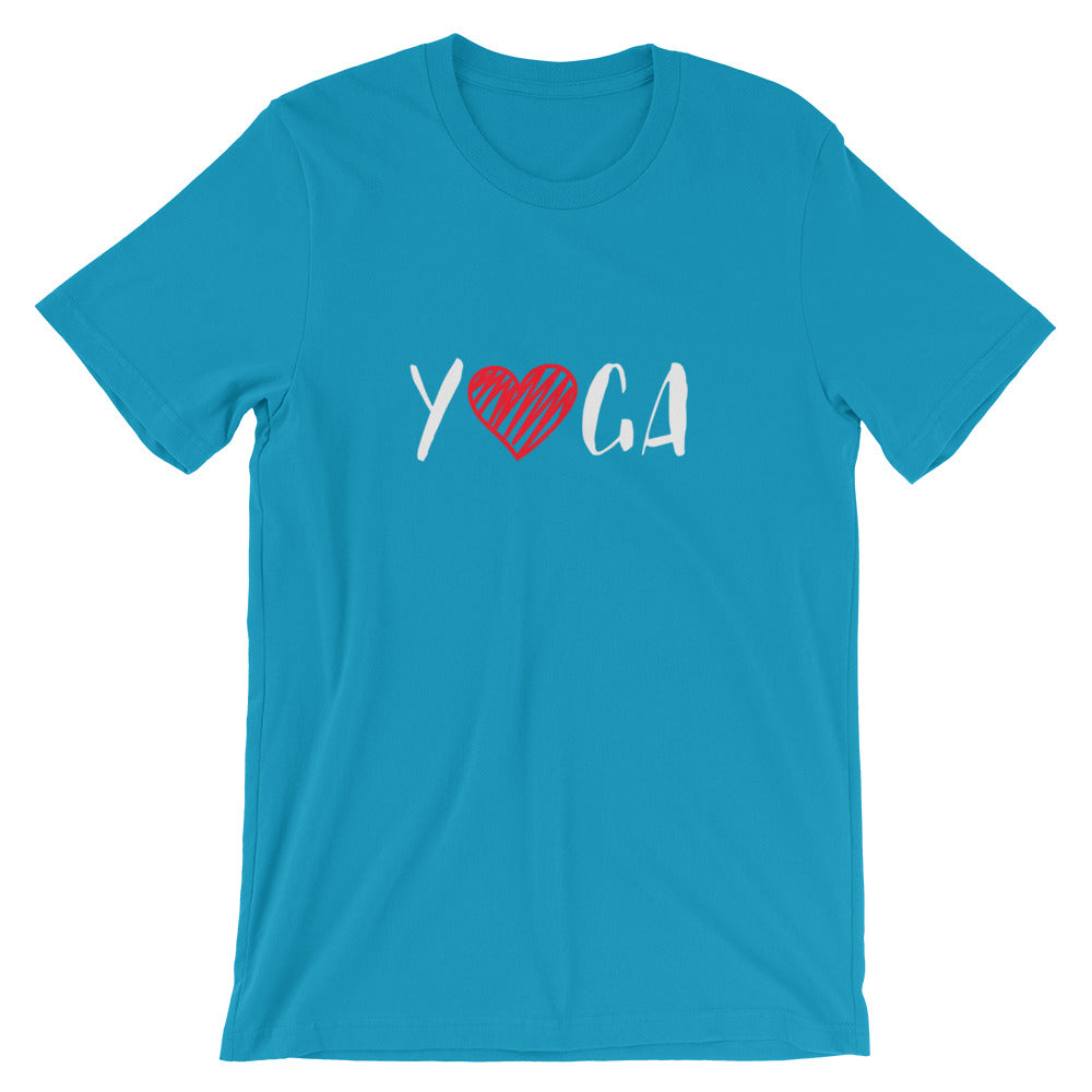 Short-Sleeve Unisex T-Shirt (Yoga - red heart)