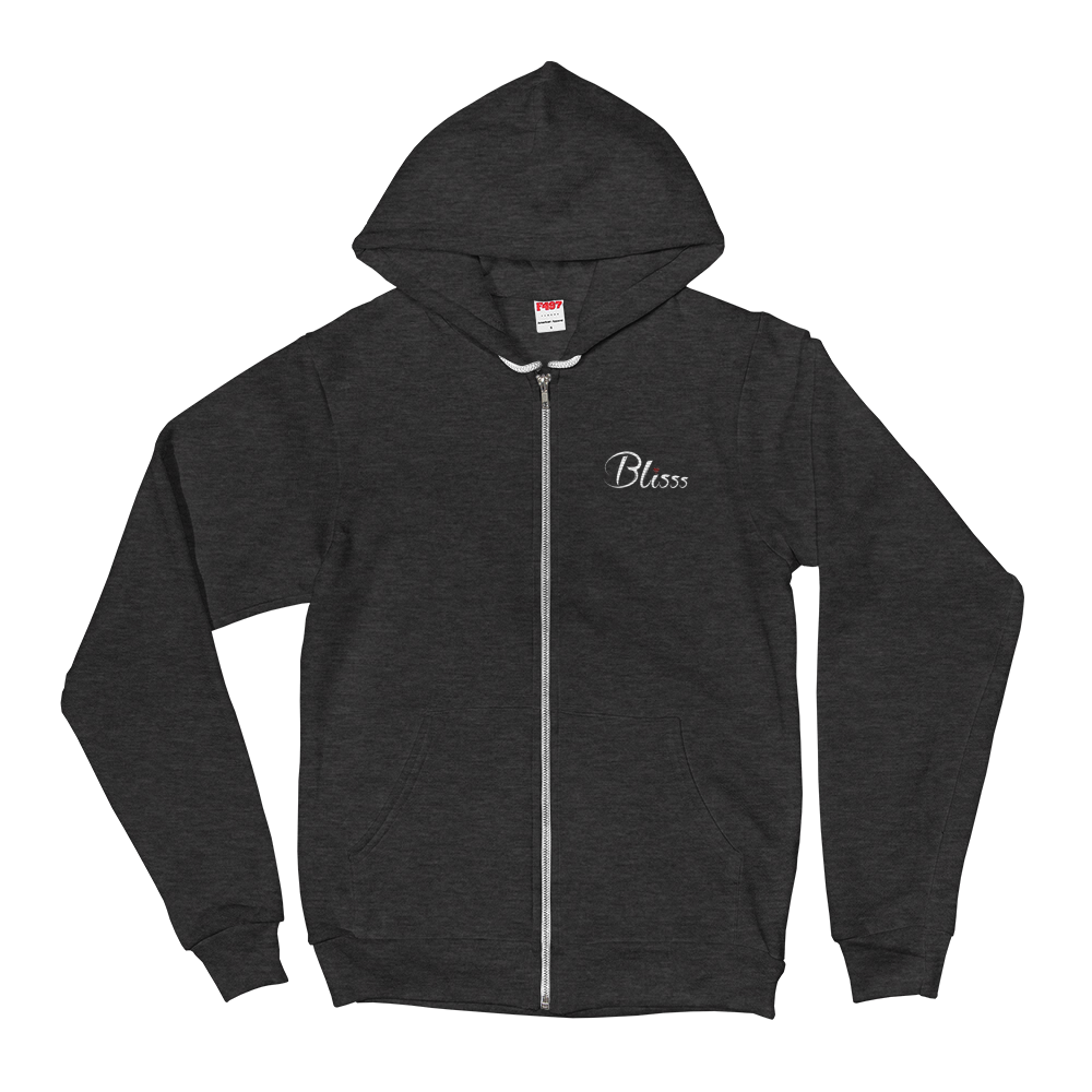 Zippered Hoodie Sweatshirt (Blisss - embroidered design/front only)