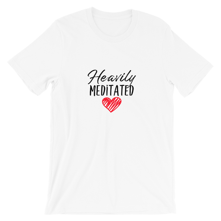 Short-Sleeve Unisex T-Shirte (Heavily Meditated - red heart)