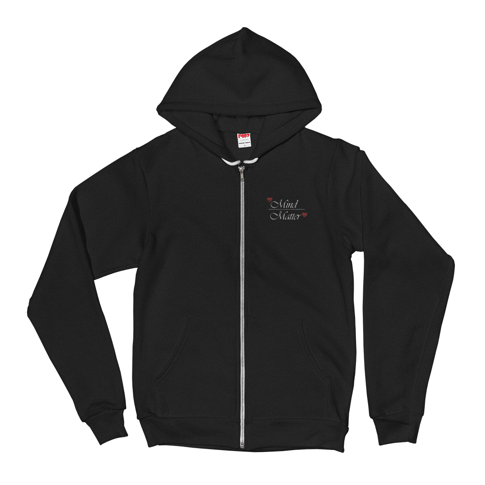 Zippered Hoodie Sweatshirt (Mind/Matter - embroidered design/front only)