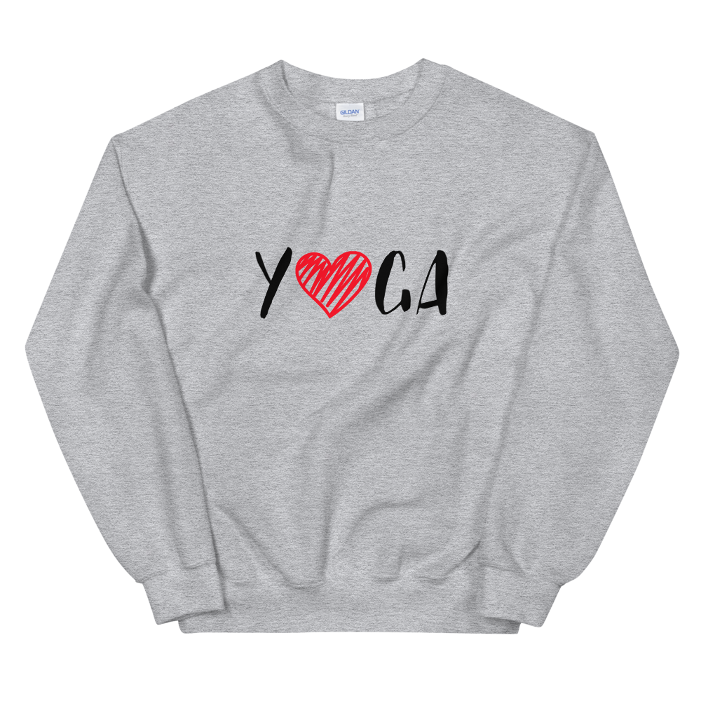 Unisex Heavy Blend Crewneck Sweatshirt (Yoga - red heart)