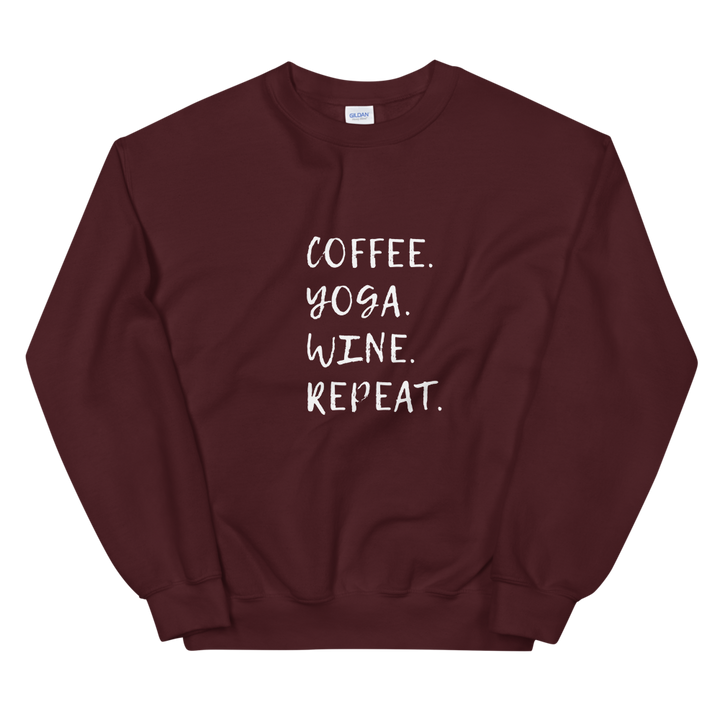 Unisex Heavy Blend Crewneck Sweatshirt (Coffee, Yoga, Wine, Repeat)