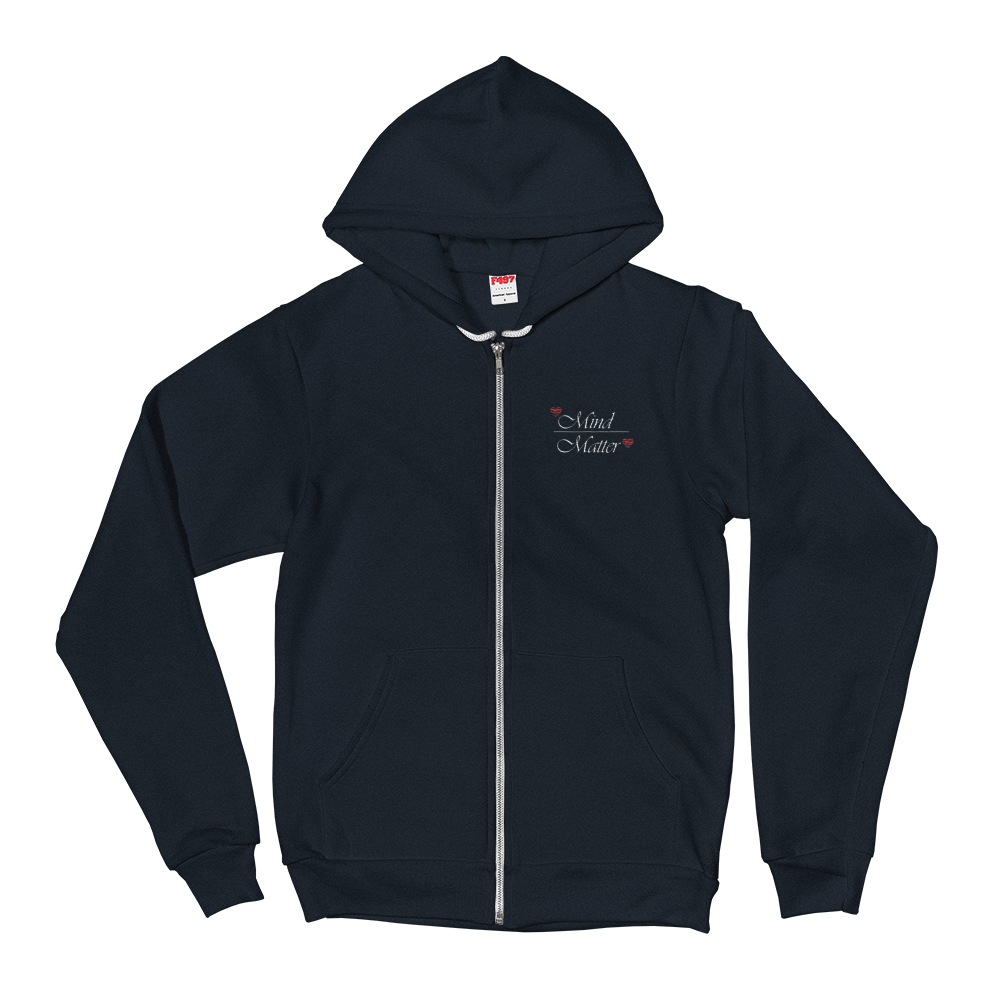 Zippered Hoodie Sweatshirt (Mind/Matter - embroidered design/front only)