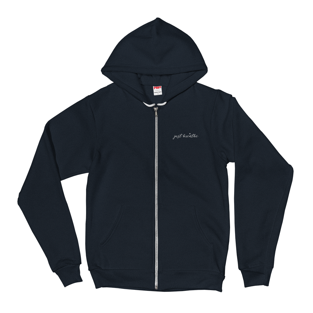 Zippered Hoodie Sweatshirt (just breathe)