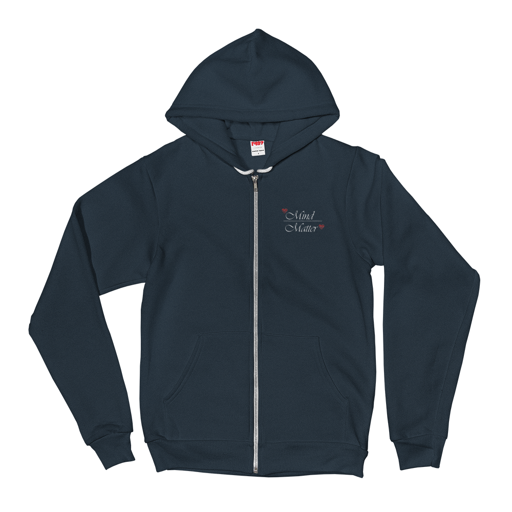 Zippered Hoodie Sweatshirt (Mind/Matter - embroidered design/front only)